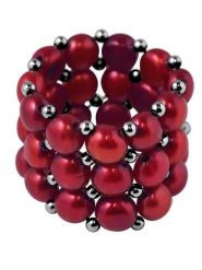 Pearline Pierścionek perłowy w kolorze czerwonym rozmiar: onesize. Czerwone pierścionki Pearline, z perłą. Za 130.99 zł.