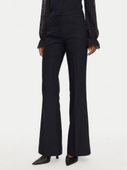 Morgan Spodnie materiałowe 242-PFLOU.F Granatowy Flare Fit. Niebieskie spodnie materiałowe Morgan, bez wzorów, z bawełny. Za 349.99 zł.