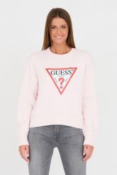 GUESS Różowa bluza Original Fleece. Czerwone bluzy Guess, s, z aplikacjami, bez kaptura. W wyprzedaży za 256.99 zł.