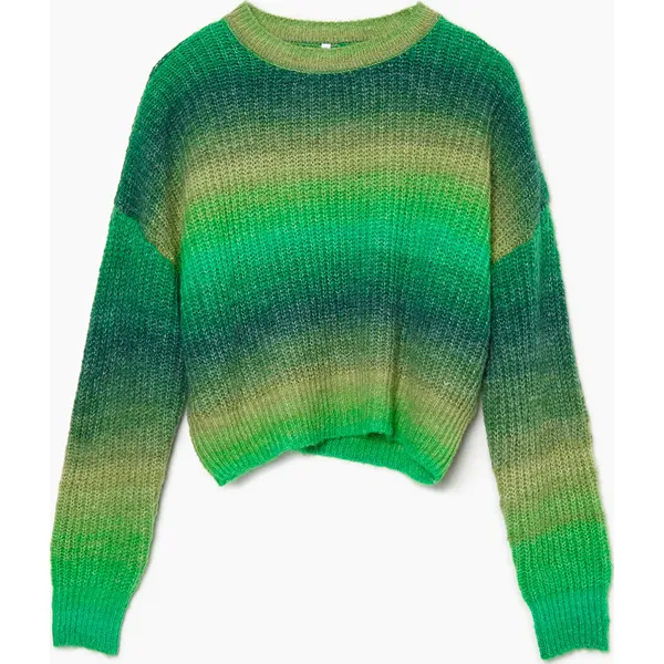 Zielony sweter w paski - Zielony. Zielone swetry Cropp, l, bez wzorów, z dzianiny, bez ramiączek. Za 119.99 zł.