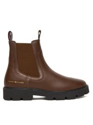 Tommy Hilfiger Sztyblety Lthr Low Chelsea FW0FW08775 Brązowy. Brązowe botki Tommy Hilfiger, bez wzorów, ze skóry, bez obcasa, na płaskiej podeszwie, bez zapięcia. Za 599.99 zł.