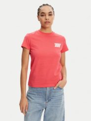 Tommy Jeans T-Shirt Bubble DW0DW21338 Różowy Regular Fit. Czerwone t-shirty Tommy Jeans, xxs, bez wzorów, z bawełny, bez kołnierzyka, bez ramiączek. Za 109.99 zł.