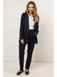 Awama Spodnie - Regular fit - w kolorze granatowym rozmiar: XL. Niebieskie spodnie materiałowe Awama, bez wzorów, z materiału. Za 157.73 zł.