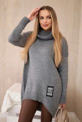 Sweter z golfem szary. Szare swetry KESI, l, bez wzorów, z elastanu, klasyczne, plus size, bez ramiączek. Za 175.65 zł.