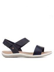 Geox Sandały D Sandal Vega D02R6F 09ACF C4322 Granatowy. Niebieskie sandały Geox, bez wzorów, ze skóry, bez obcasa, na płaskiej podeszwie, bez zapięcia. Za 219.99 zł.