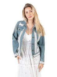 Isla Bonita by SIGRIS Kurtka dżinsowa w kolorze błękitnym rozmiar: XL. Niebieskie kurtki Isla Bonita by SIGRIS, xl, z aplikacjami, z bawełny, bez kaptura. Za 226.24 zł.