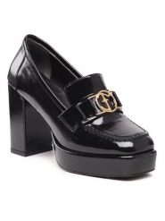 Eva Minge Półbuty EM-71-13-001602 Czarny. Czarne półbuty wsuwane Eva Minge, bez wzorów, z lakierowanej skóry, bez obcasa, na obcasie. Za 329.99 zł.