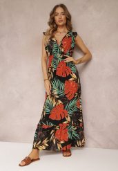 Czarna Kopertowa Sukienka Maxi z Wiskozy z Gumkami w Talii Leamone. Czarne sukienki Renee, na imprezę, l, bez wzorów, z wiskozy, bez kołnierzyka, bez ramiączek, maxi, kopertowe. W wyprzedaży za 63.99 zł.