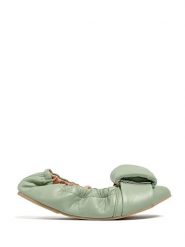Loft37 Skórzane baleriny w kolorze zielonym rozmiar: 39. Zielone baleriny loft37, bez wzorów, bez obcasa, bez zapięcia. Za 308.91 zł.