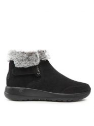 Skechers Botki On-The-Go Joy 144041/BKGY Czarny. Czarne botki Skechers, bez wzorów, ze skóry, bez obcasa, na płaskiej podeszwie, bez zapięcia. Za 279.00 zł.