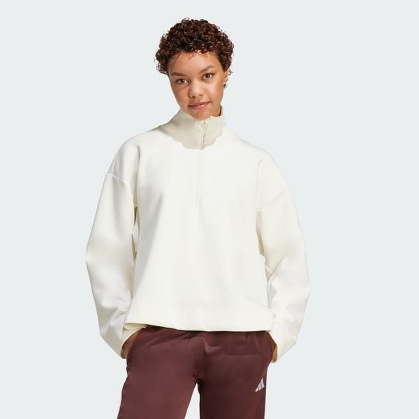 Bluza Soft Lux Quarter-Zip. Białe bluzy adidas, l, bez wzorów, bez ramiączek, bez kaptura. Za 299.00 zł.