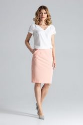 Elegancka Spódnica Tuba przed Kolano - Różowy. Czerwone spódnice Figl, l, bez wzorów, z materiału, eleganckie, ołówkowe. Za 189.00 zł.