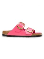 Birkenstock Skórzane klapki "Arizona Big Buckle" w kolorze różowym rozmiar: 38. Różowe klapki Birkenstock, bez wzorów, klasyczne, z otwartym noskiem, bez obcasa, bez zapięcia. Za 569.68 zł.