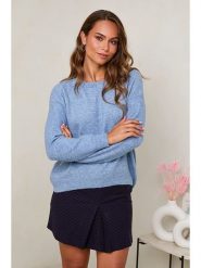 Soft Cashmere Sweter w kolorze błękitnym rozmiar: 34/36. Niebieskie swetry Soft Cashmere, bez wzorów, klasyczne, bez ramiączek. Za 122.38 zł.