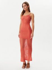 Guess Sukienka letnia E5GK07 Z3N30 Koralowy Regular Fit. Pomarańczowe sukienki Guess, xl, z aplikacjami, z syntetyku, bez kołnierzyka, bez ramiączek. Za 349.99 zł.