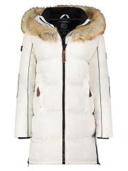 Geographical Norway Płaszcz pikowany "Beautiful" w kolorze białym rozmiar: XXL. Białe płaszcze Geographical Norway, xxl, z aplikacjami, bez kaptura. Za 259.74 zł.