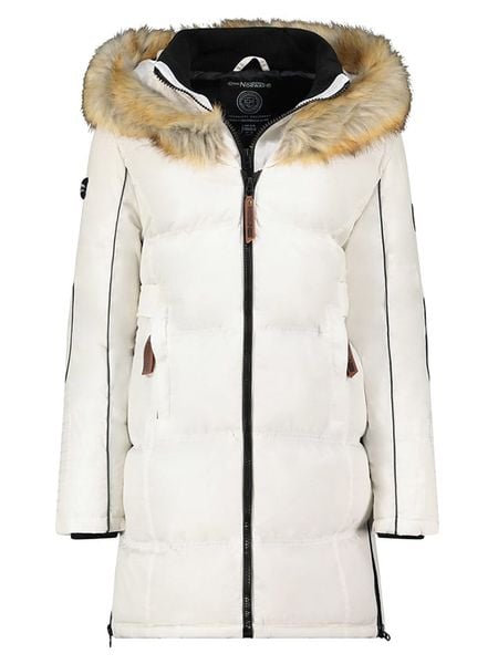 Geographical Norway Płaszcz pikowany "Beautiful" w kolorze białym rozmiar: XL. Białe płaszcze Geographical Norway, xl, z aplikacjami, bez kaptura. Za 306.45 zł.