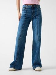 Guess Jeans Jeansy W6RA0R D6334 Niebieski Wide Leg. Niebieskie jeansy Guess Jeans, z aplikacjami, z bawełny. Za 409.99 zł.