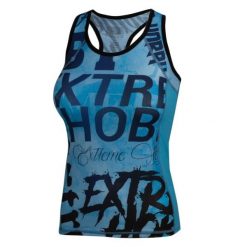 Koszulka sportowa damska bez rękawów Tank top EXTREME HOBBY LETTERS. Niebieskie topy sportowe EXTREME HOBBY, m, bez wzorów, z elastanu, na fitness i siłownię. Za 139.00 zł.