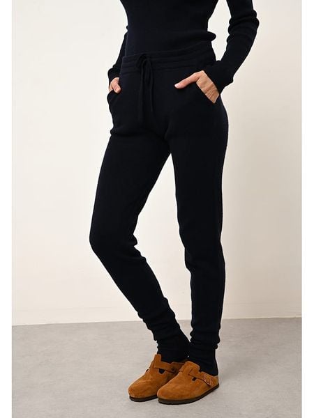 Just Cashmere Kaszmirowe spodnie "Wendy" w kolorze granatowym rozmiar: XL. Niebieskie spodnie materiałowe Just Cashmere, bez wzorów, z kaszmiru. Za 437.17 zł.