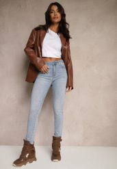 Jasnoniebieskie Jeansy Skinny z Bawełny Push-Up Carivira. Niebieskie jeansy Renee, l, bez wzorów, z bawełny, eleganckie. W wyprzedaży za 91.99 zł.