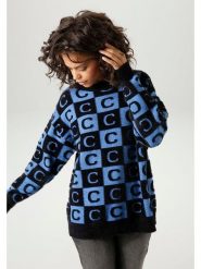 Aniston Sweter w kolorze czarno-niebieskim rozmiar: 38. Czarne swetry Aniston, bez wzorów, bez ramiączek. Za 89.45 zł.