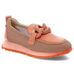 Pomarańczowe Półbuty Hispanitas Wygodne Obuwie Damskie. Brązowe półbuty wsuwane Hispanitas, z aplikacjami, z jeansu, eleganckie, bez obcasa. Za 539.99 zł.