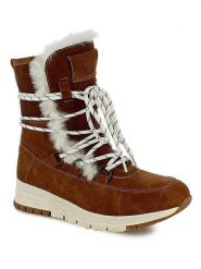 Kimberfeel Kozaki zimowe "Alyssia" w kolorze jasnobrązowym rozmiar: 38. Brązowe kozaki Kimberfeel, na zimę, bez wzorów, z materiału, eleganckie, z okrągłym noskiem, bez obcasa, bez zapięcia. Za 304.99 zł.