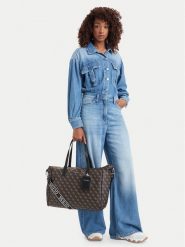 Guess Torebka Latona TWHQ92 11017 Brązowy ciemny. Brązowe shopper bag Guess, z aplikacjami, ze skóry, bez dodatków. Za 794.99 zł.