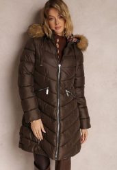 Brązowa Kurtka Dwustronna z Kapturem Mici. Brązowe kurtki Renee, l, bez wzorów, z futra, eleganckie, z kapturem. W wyprzedaży za 167.99 zł.