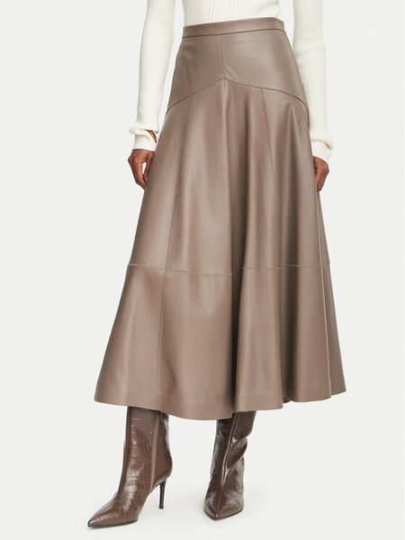 BOSS Spódnica skórzana Sesola 50568642 Beżowy ciemny Regular Fit. Brązowe spódnice Boss, bez wzorów, ze skóry. Za 2,549.00 zł.