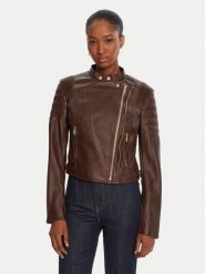 Guess Kurtka z imitacji skóry W5YL19 WHDS0 Brązowy Regular Fit. Brązowe kurtki Guess, xs, z aplikacjami, ze skóry, bez kaptura. Za 559.99 zł.