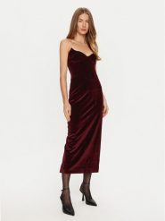 BARDOT Sukienka koktajlowa Camelia 59535DB Bordowy Slim Fit. Czerwone sukienki Bardot, bez wzorów, z bawełny, wizytowe, bez kołnierzyka, bez ramiączek. Za 299.99 zł.