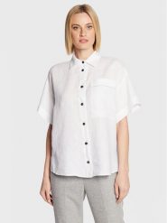 Peserico Koszula S06048T0 Biały Relaxed Fit. Białe koszule Peserico, s, bez wzorów, ze lnu, bez kołnierzyka, bez ramiączek. Za 1,399.00 zł.