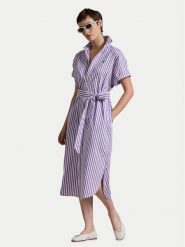 Polo Ralph Lauren Sukienka koszulowa 211959911002 Fioletowy Regular Fit. Fioletowe sukienki Polo Ralph Lauren, xs, bez wzorów, z bawełny, bez kołnierzyka, bez ramiączek, koszulowe. Za 719.99 zł.