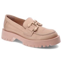 Różowe Mokasyny Venezia Stylowe Buty Damskie. Czerwone mokasyny Venezia, z aplikacjami, ze skóry. Za 404.99 zł.