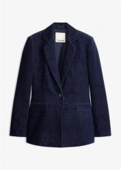 Żakiet z aksamitnego sztruksu. Brązowe marynarki i żakiety bonprix, bez wzorów, ze sztruksu, eleganckie, bez ramiączek. Za 269.99 zł.