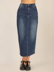 APART Spódnica dżinsowa w kolorze niebieskim rozmiar: 44. Niebieskie spódnice Apart, na co dzień, bez wzorów, klasyczne, maxi, proste. Za 195.99 zł.