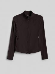 4F Bluza treningowa slim bez kaptura damska - brązowa S. Brązowe bluzy z kapturem 4f, s, bez wzorów, bez kaptura, na fitness i siłownię. Za 199.99 zł.