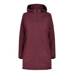 Parka dla kobiet CMP. Czerwone płaszcze CMP, bez wzorów, z materiału, z kapturem. Za 466.55 zł.