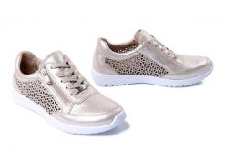 CAPRICE 23550-42 341 taupe/metallic, półbuty damskie. Żółte półbuty wsuwane Caprice, na lato, bez wzorów, bez obcasa. Za 307.93 zł.
