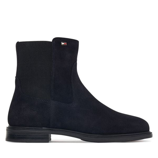 Sztyblety Tommy Hilfiger. Niebieskie botki Tommy Hilfiger, bez wzorów, bez obcasa, na płaskiej podeszwie, bez zapięcia. Za 649.99 zł.