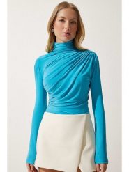 Happiness Istanbul Bluzka w kolorze niebieskim rozmiar: 40. Niebieskie bluzki Happiness Istanbul, bez wzorów, bez kołnierzyka, bez ramiączek. Za 48.95 zł.