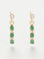 OR ÉCLAT Złote kolczyki-wkrętki "Quatuor précieux" z topazami i szmaragdami rozmiar: onesize. Żółte kolczyki Or Éclat, z szmaragdem, złote. Za 533.45 zł.