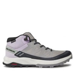 Trekkingi Salomon. Szare buty trekkingowe Salomon, z gore-texu, bez zapięcia. Za 489.99 zł.