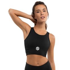 Stanik sportowy Fitness Siroko Crunch Black. Czarne biustonosze sportowe SIROKO, bez wzorów, z elastanu, na fitness i siłownię. Za 106.00 zł.
