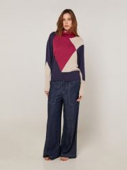 Rodier Golf w kolorze granatowo-beżowo-czerwonym rozmiar: S. Brązowe swetry Rodier, s, bez wzorów, klasyczne, bez ramiączek. Za 236.05 zł.