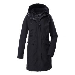 Parka dla kobiet Killtec GW 79. Czarne płaszcze GIGA DX, bez wzorów, z dzianiny, bez kaptura. Za 724.75 zł.