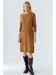 Oui Dzianinowa sukienka w kolorze karmelowym rozmiar: 42. Brązowe sukienki Oui, na co dzień, bez wzorów, z dzianiny, bez kołnierzyka, bez ramiączek, midi, proste. Za 409.45 zł.