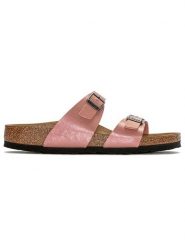 Birkenstock Klapki "Sydney" w kolorze jasnoróżowym rozmiar: 38. Różowe klapki Birkenstock, bez wzorów, klasyczne, z otwartym noskiem, bez obcasa, bez zapięcia. Za 338.38 zł.
